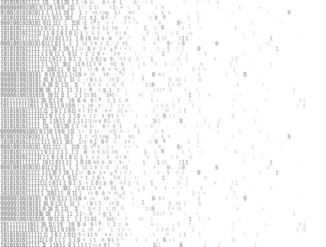 Binary Computer Code. Abstract technology background. Digital binary data. Matrix, data, coding. Vector. 