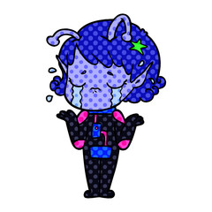 cartoon crying alien girl