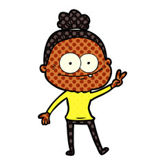 cartoon happy old woman