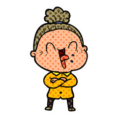 cartoon happy old woman