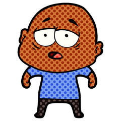 cartoon tired bald man