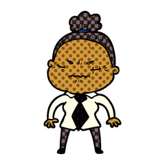 cartoon annoyed old lady