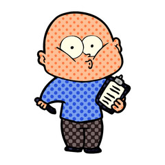 cartoon bald man staring