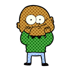cartoon bald man staring