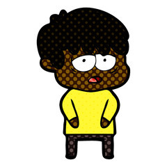 cartoon exhausted boy