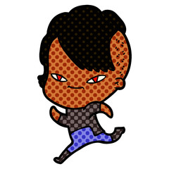 cute cartoon girl with hipster haircut