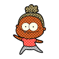 cartoon happy old woman