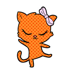 cute cartoon cat with bow
