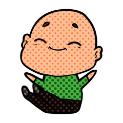 happy cartoon bald man
