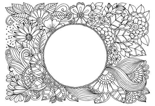 Doodle vector floral frame