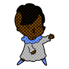 happy cartoon hipster girl