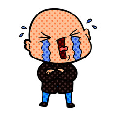 cartoon crying bald man