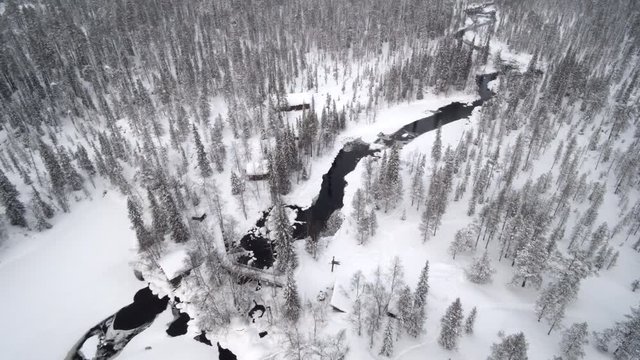 Aerial, river in Muonio, Finland