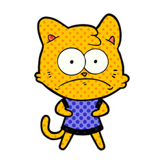 cartoon nervous cat
