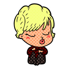 cartoon woman with eyes shut