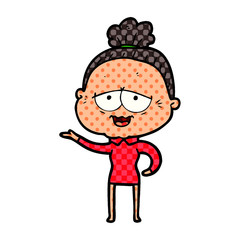 cartoon happy old lady