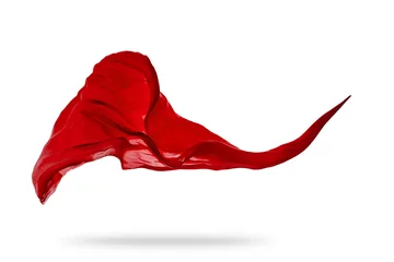 Photo sur Plexiglas Poussière Tissu rouge lisse et élégant isolé sur fond blanc