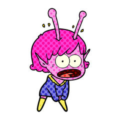 cartoon shocked alien girl