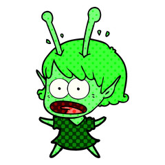 cartoon shocked alien girl