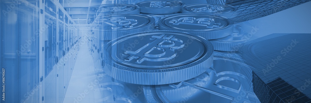 Poster composite image of bitcoin