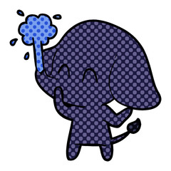 cute cartoon elephant spouting water