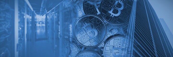 Composite image of bitcoin
