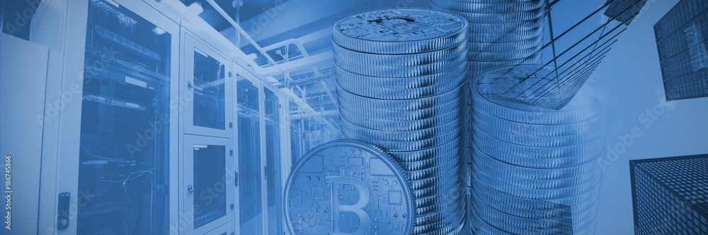 Poster composite image of bitcoin