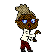 cartoon happy woman wearing spectacles