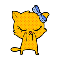 cute cartoon cat with bow