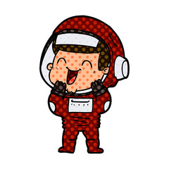 happy cartoon astronaut