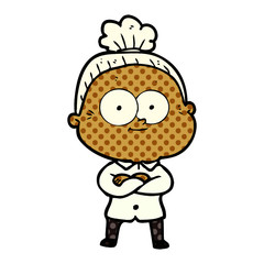 cartoon happy old woman