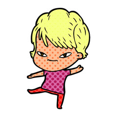 cartoon happy woman