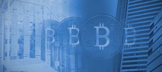 Composite image of bitcoin