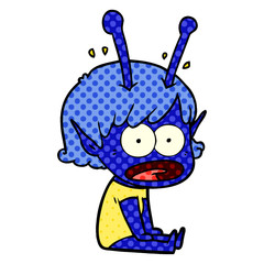 cartoon shocked alien girl