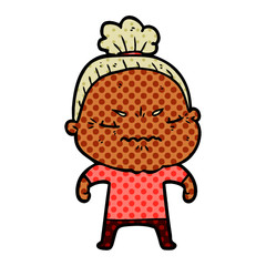 cartoon annoyed old lady