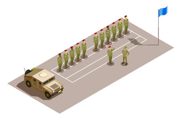 Military Division Service Isometric Composition 