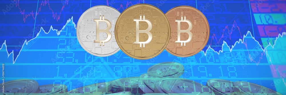 Poster composite image of bitcoin