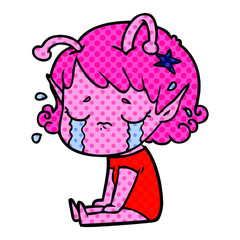 cartoon crying alien girl
