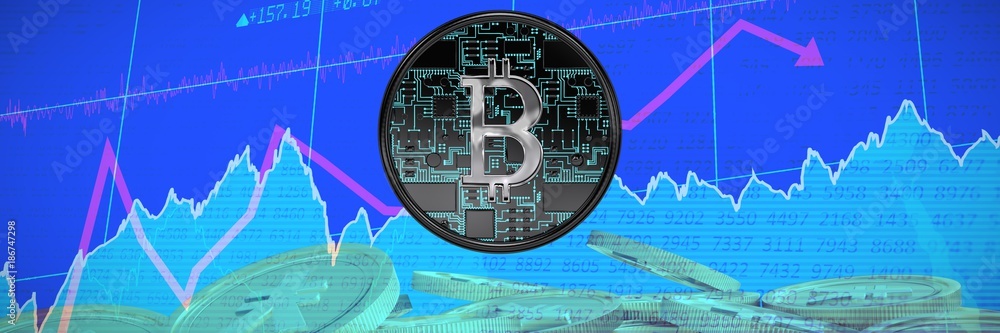 Poster composite image of bitcoin