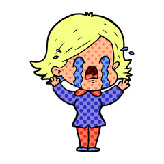 cartoon woman crying