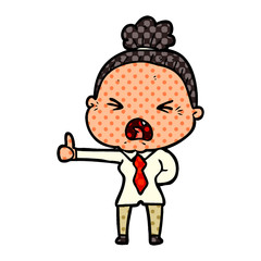 cartoon angry old woman