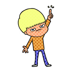 angry cartoon boy
