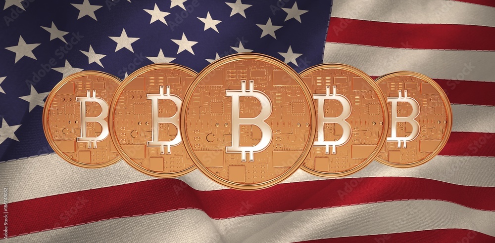 Poster composite image of bitcoin