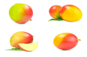 Collection of red mango on a white background clipping path
