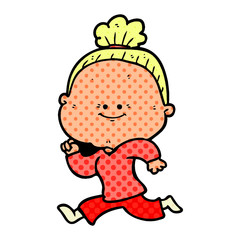 cartoon happy old woman