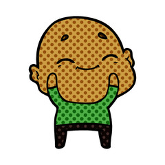 cartoon happy bald man