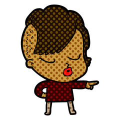 cartoon pretty hipster girl