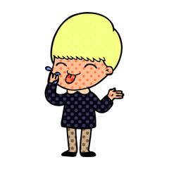 cartoon boy sticking out tongue