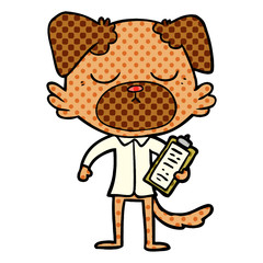 cute cartoon dog wearing office shirt