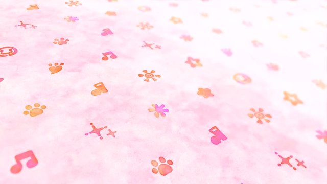 かわいい水彩イラストの背景イメージ（ループ可能） - 3D移動アニメ/ピンク